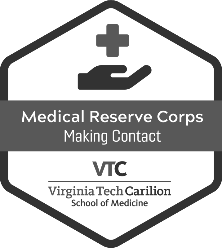 grayscale version of Medical Reserve Corps badge. Color version is earned upon completion. 
