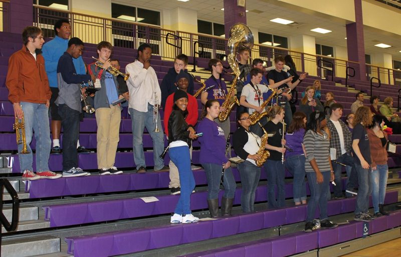 The Patrick Henry High School pep band helped provide ambiance and spirit.