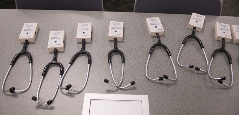 Practice stethoscopes used at the Virginia Tech Carilion School of Medicine during the 2015 Mini Medical School