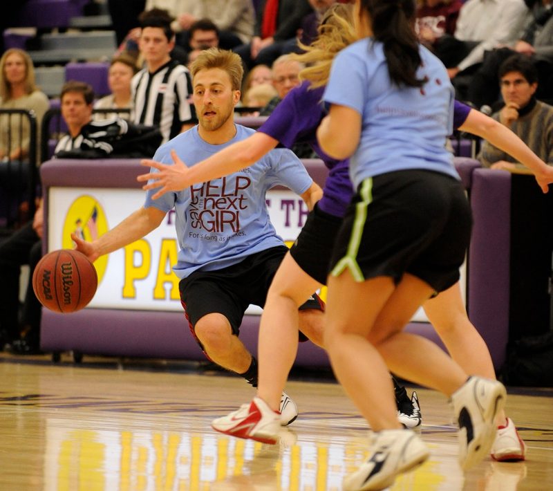 Third Year medical student Dan Krakauer drives to the basket during the 4th annual "Docs for Morgan" basketball game.