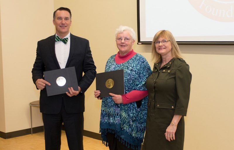 Dean Cynda Johnson, MD (right) joins Thomas Milam, MD and Carol Gilbert, MD as they are welcomed into the Gold Humanism Honor Society as Faculty Inductees.