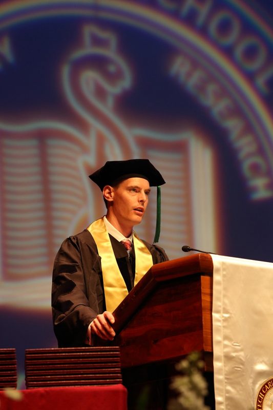 Graduation speaker and class president Matthew Joy 