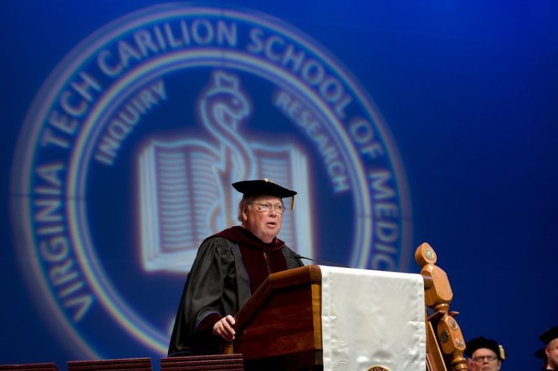 Ben J. Davenport, chairman of the Virginia Tech Carilion School of Medicine's Board of Directors, acknowledged the school's founding and current board members.