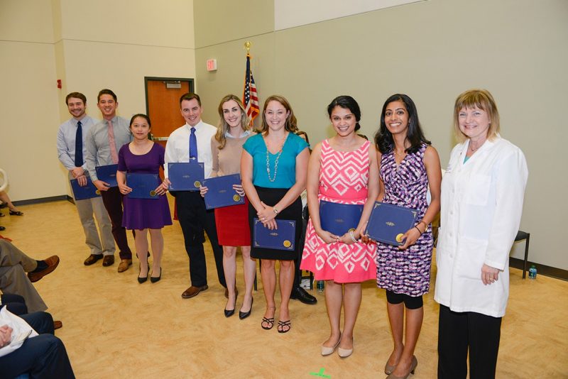 Members of the Virginia Tech Carilion School of Medicine's Class of 2017 are recognized with Letters of Distinction during the Student Clinician's Ceremony.