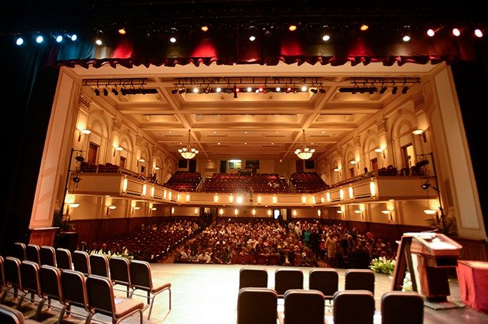 View from the stage inside the Shaftman theater in historic Jefferson Center