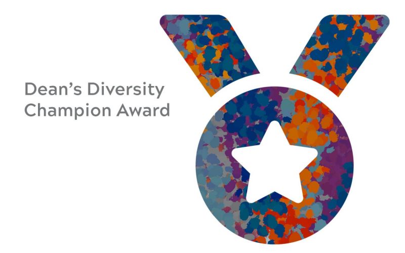 Dean's Diversity Champion Award - with a colorful medal on the side