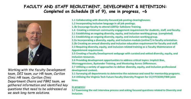 Faculty and Staff Recruitment, Development, and Retention  update - described below