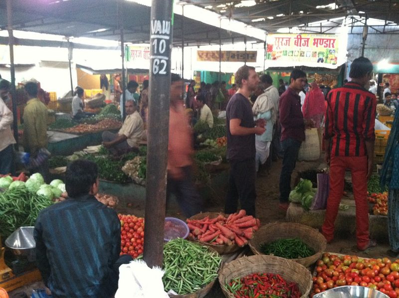 Produce market in Mungeli, India
