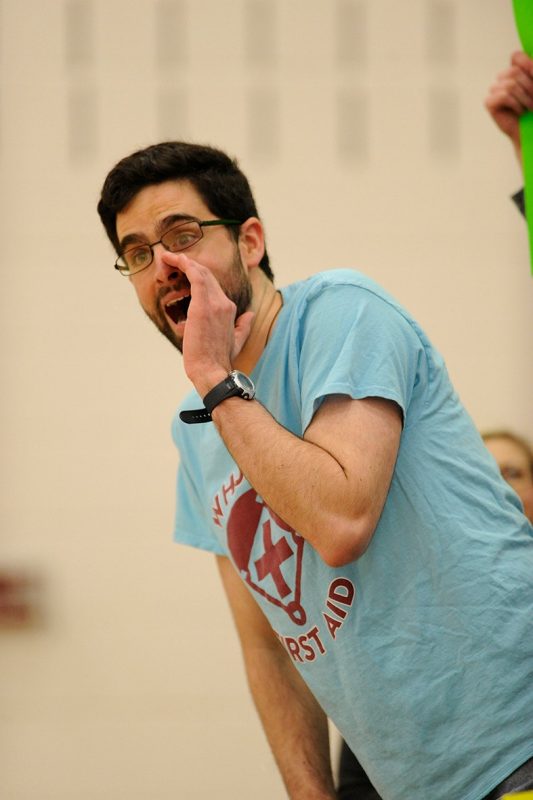 Adam Heilman taunts the opposing team during the 5th annual Docs for Morgan basketball challenge
