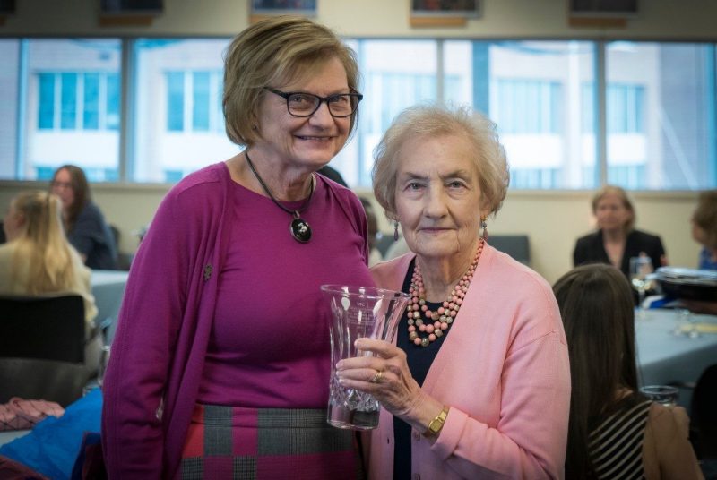 Dolores Stolte (at right) with her daughter and Founding Dean of the Virginia Tech Carilion School of Medicine Cynda Johnson.