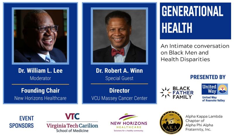 Generational Health event header, details below. Dr. William Lee Moderator, Dr. Robert Winn Special Guest. Presented by Black Father Family and United Way.