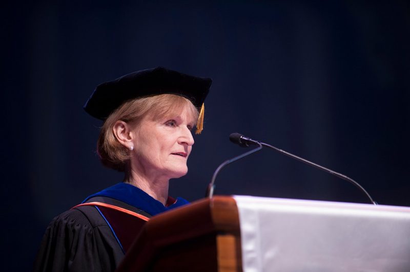 Graduation speaker Mary Wakefield, R.N., Ph.D. addresses the soon-to-be-doctors.