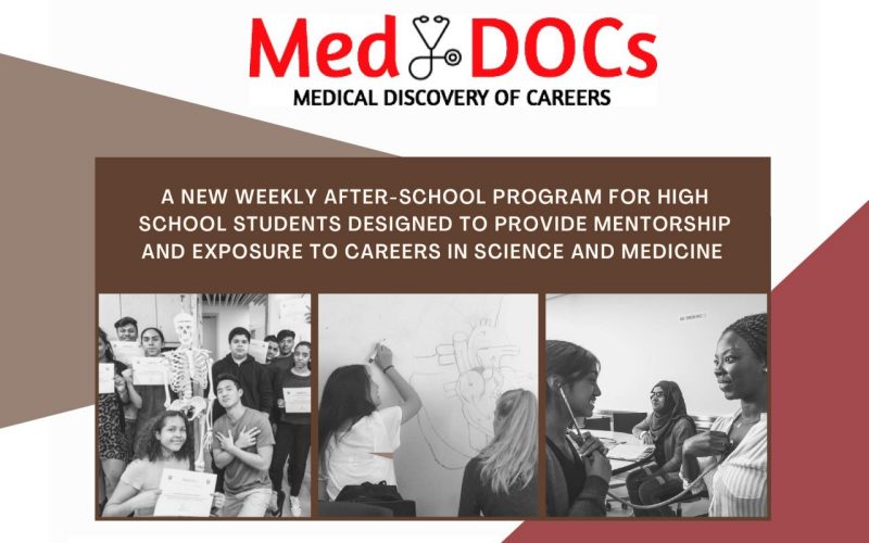 MedDocs: Medical discovery of careers. A new weekly after-school program for high school students designed to provide mentorship and exposure to careers in science and medicine